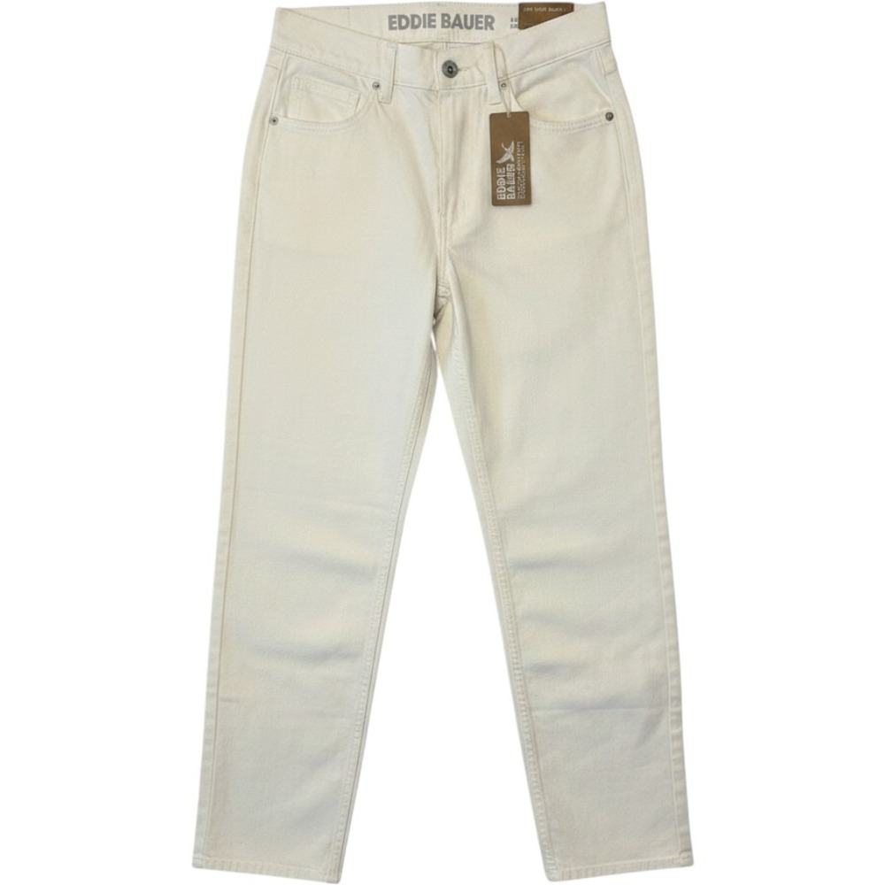 NEW Eddie Bauer Voyager Perfect S White Jeans‎ High Rise Straight Leg Size 6